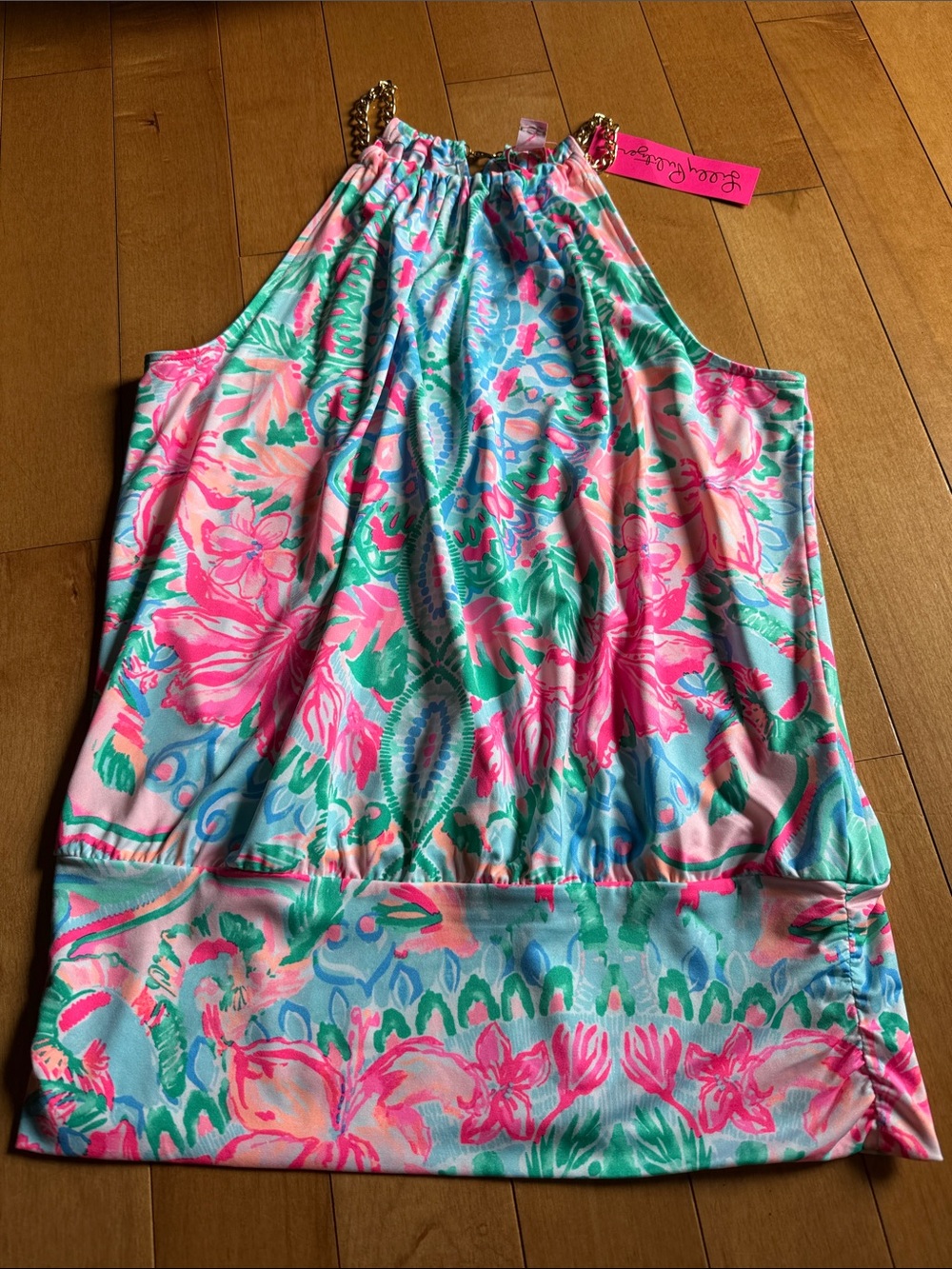 Lilly Pulitzer Multicolor Floral Halter Tank with Gold Chain